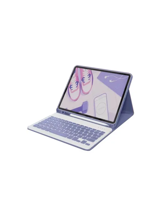 Apple İpad 10.2 (9.nesil) Kılıf Kc01 Smart Klavyeli Tablet Kılıfı - Derin Mor