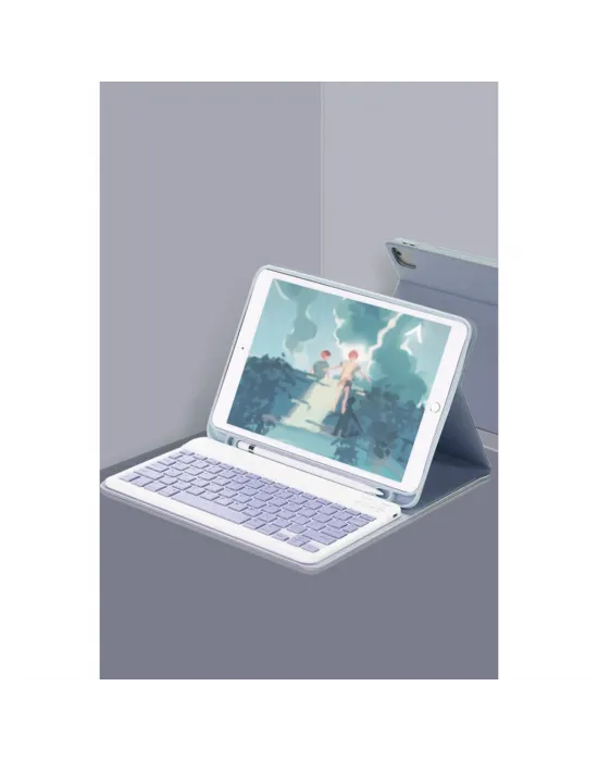 Apple İpad Air 11 (2024) Kılıf Kc01 Smart Klavyeli Tablet Kılıfı - Lacivert