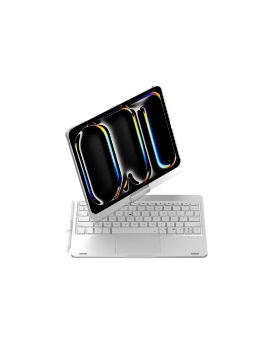 Apple İpad Pro 11 (2024) F11 Ats Kılıf Magic Dönen Klavyeli Tablet Kılıf - Gümüş