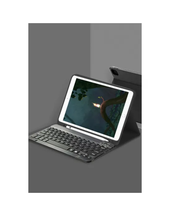 Apple İpad Pro 12.9 (2022) Kılıf Kc01 Smart Klavyeli Tablet Kılıfı - Siyah