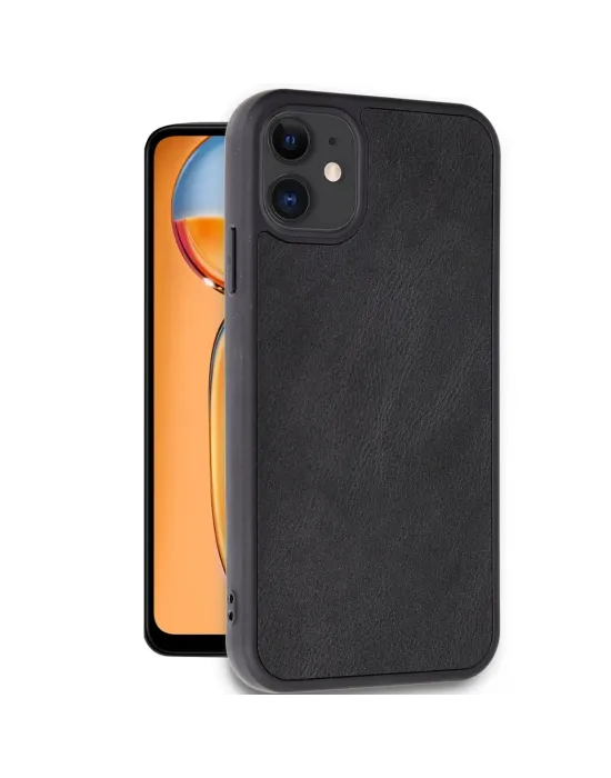 Apple İphone 11 Kılıf Aras Deri Kapak - Siyah