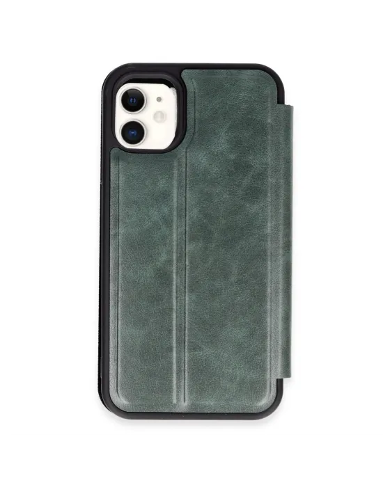 Apple İphone 11 Kılıf Flip Cover - Koyu Yeşil