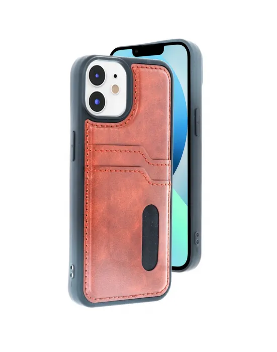 Apple İphone 11 Kılıf Sara Kartvizitli Deri Kılıf - Taba