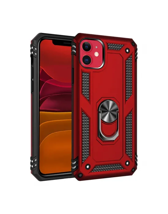 Apple İphone 11 Kılıf Sofya Yüzüklü Silikon Kapak - Kırmızı