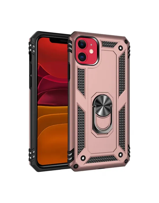 Apple İphone 11 Kılıf Sofya Yüzüklü Silikon Kapak - Rose