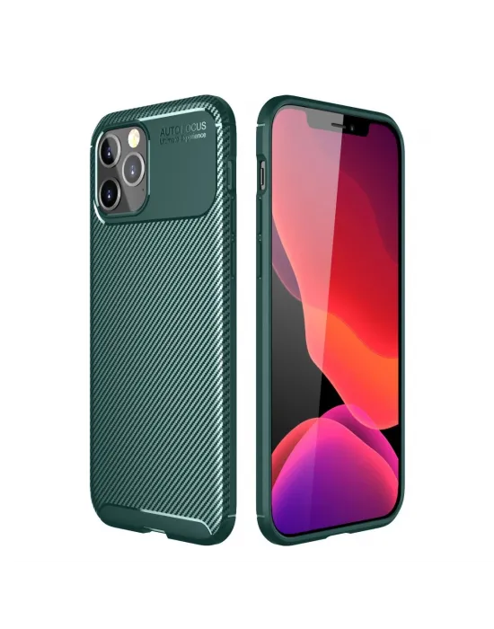 Apple İphone 11 Pro Kılıf Auto Focus Karbon Kapak - Yeşil