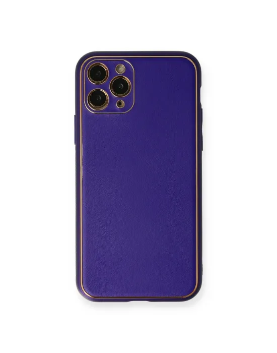 Apple İphone 11 Pro Kılıf Coco Deri Silikon Kapak - Mor