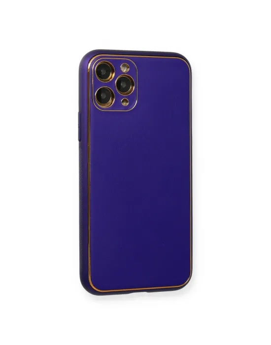 Apple İphone 11 Pro Kılıf Coco Deri Silikon Kapak - Mor