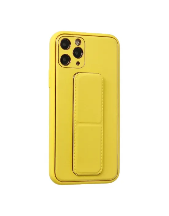 Apple İphone 11 Pro Kılıf Coco Deri Standlı Kapak - Sarı
