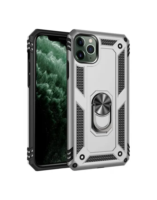 Apple İphone 11 Pro Kılıf Sofya Yüzüklü Silikon Kapak - Gümüş