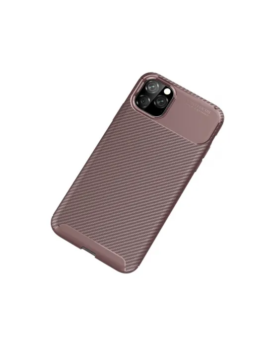 Apple İphone 11 Pro Max Kılıf Auto Focus Karbon Kapak - Kahverengi