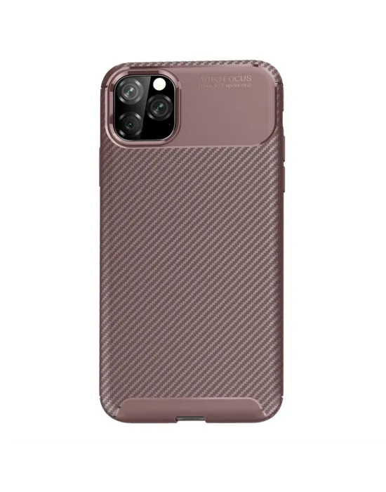Apple İphone 11 Pro Max Kılıf Auto Focus Karbon Kapak - Kahverengi