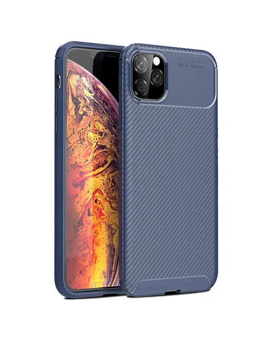 Apple İphone 11 Pro Max Kılıf Auto Focus Karbon Kapak - Lacivert