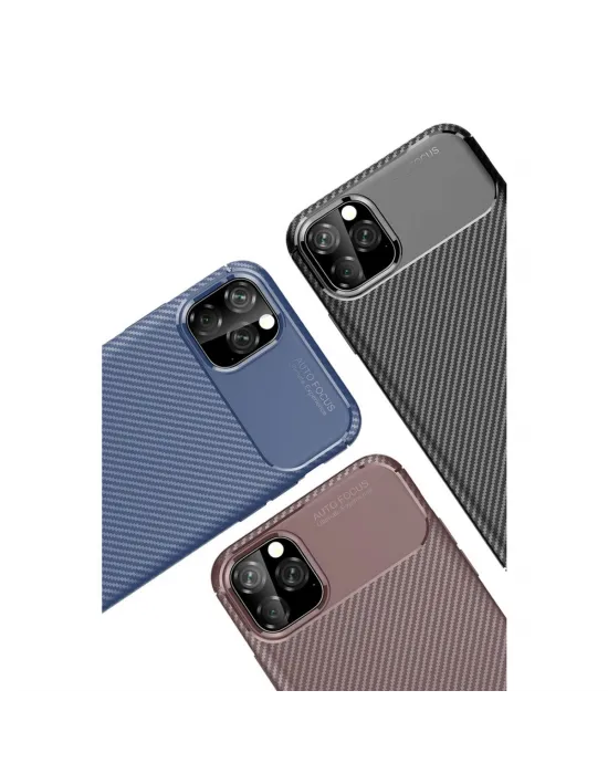 Apple İphone 11 Pro Max Kılıf Auto Focus Karbon Kapak - Lacivert
