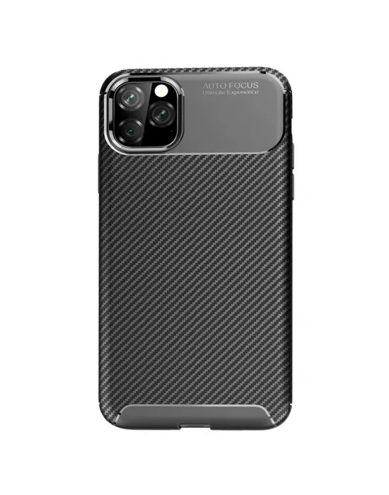 Apple İphone 11 Pro Max Kılıf Auto Focus Karbon Kapak - Siyah