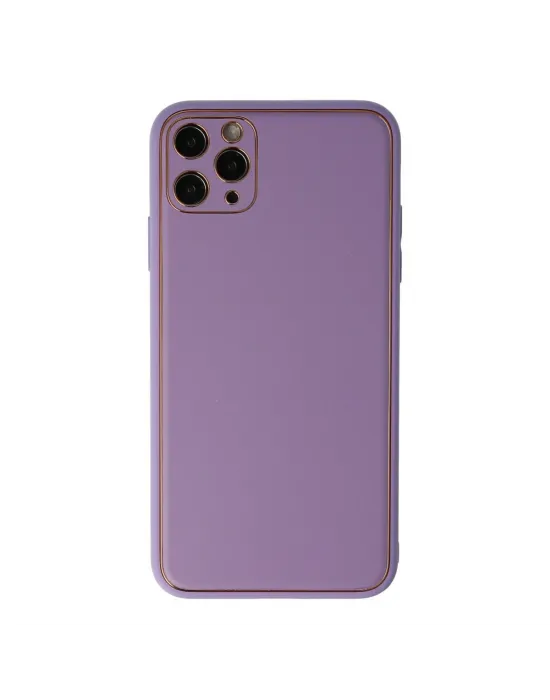 Apple İphone 11 Pro Max Kılıf Coco Deri Silikon Kapak - Lila