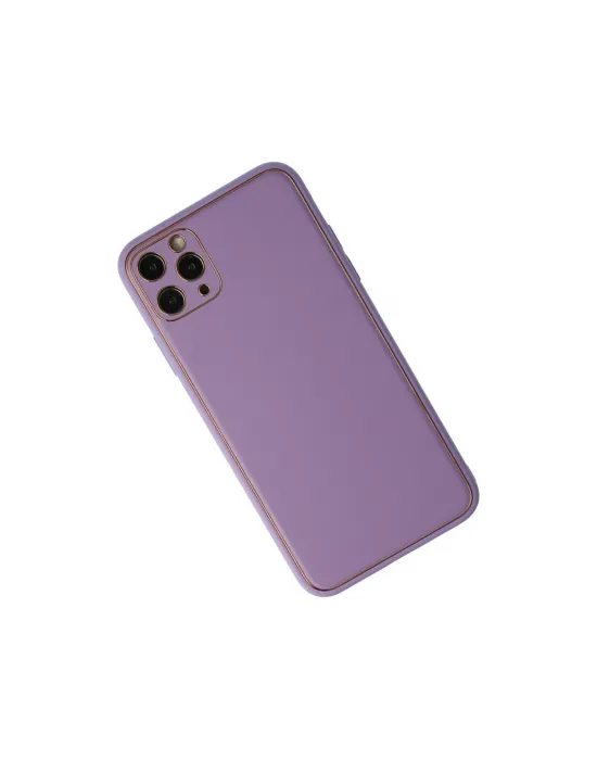 Apple İphone 11 Pro Max Kılıf Coco Deri Silikon Kapak - Lila