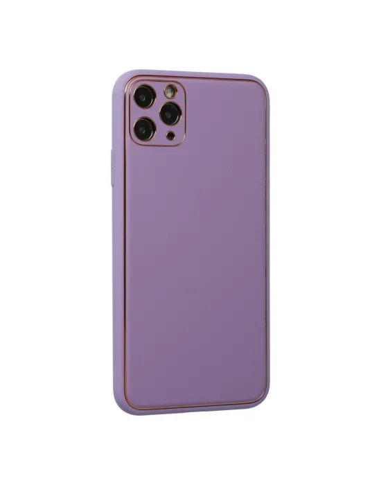 Apple İphone 11 Pro Max Kılıf Coco Deri Silikon Kapak - Lila