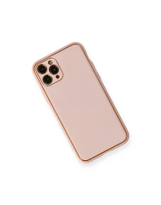 Apple İphone 11 Pro Max Kılıf Coco Deri Silikon Kapak - Pembe