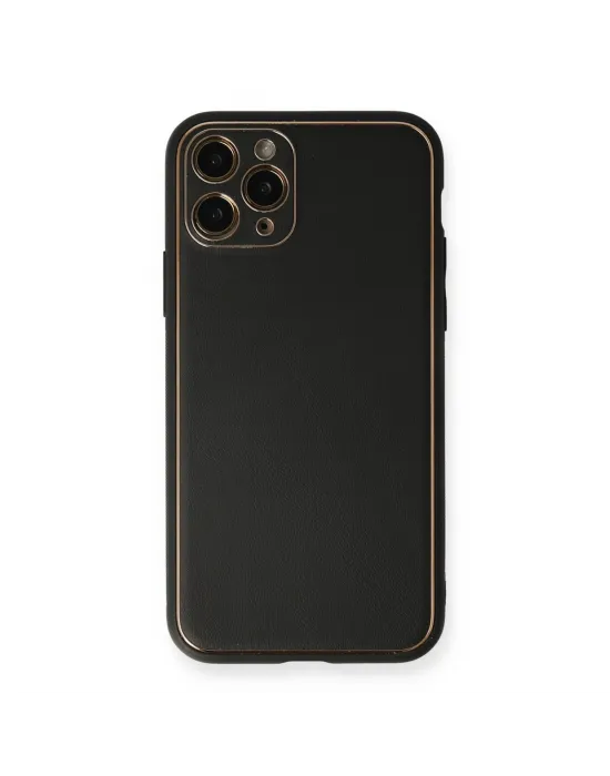 Apple İphone 11 Pro Max Kılıf Coco Deri Silikon Kapak - Siyah