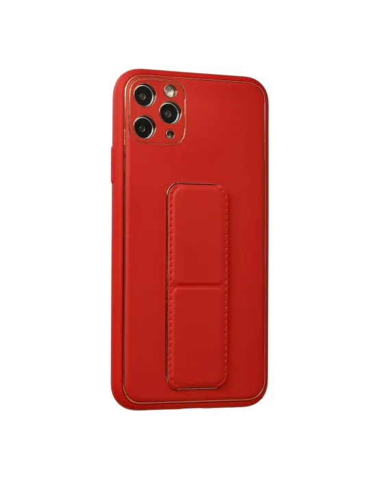 Apple İphone 11 Pro Max Kılıf Coco Deri Standlı Kapak - Kırmızı