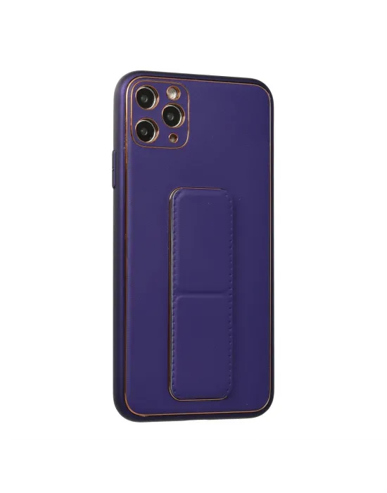 Apple İphone 11 Pro Max Kılıf Coco Deri Standlı Kapak - Mor