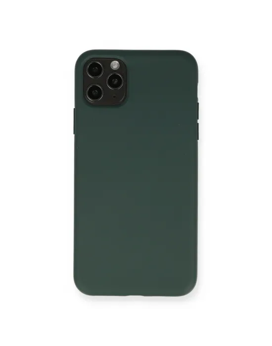 Apple İphone 11 Pro Max Kılıf Nano İçi Kadife Silikon - Koyu Yeşil
