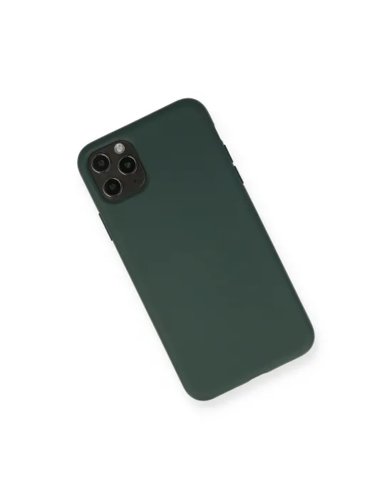 Apple İphone 11 Pro Max Kılıf Nano İçi Kadife Silikon - Koyu Yeşil