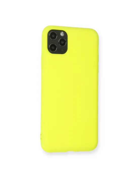 Apple İphone 11 Pro Max Kılıf Nano İçi Kadife Silikon - Sarı