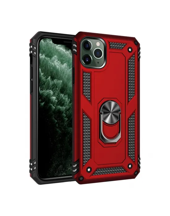 Apple İphone 11 Pro Max Kılıf Sofya Yüzüklü Silikon Kapak - Kırmızı