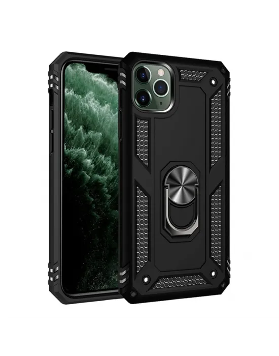 Apple İphone 11 Pro Max Kılıf Sofya Yüzüklü Silikon Kapak - Siyah