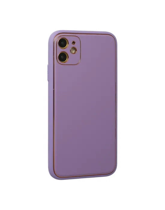 Apple İphone 12 Kılıf Coco Deri Silikon Kapak - Lila