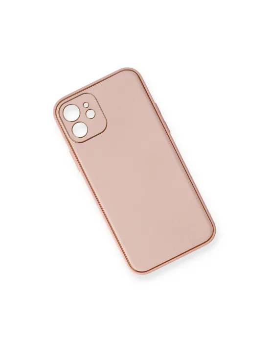Apple İphone 12 Kılıf Coco Deri Silikon Kapak - Pembe