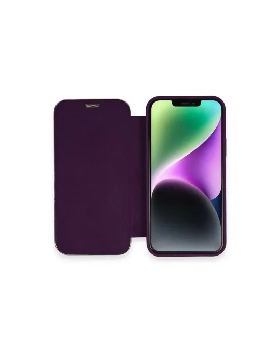 Apple İphone 12 Kılıf Dolpin Kapaklı - Derin Mor