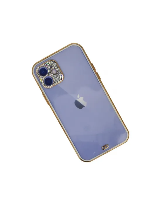 Apple İphone 12 Kılıf Liva Taşlı Silikon - Beyaz