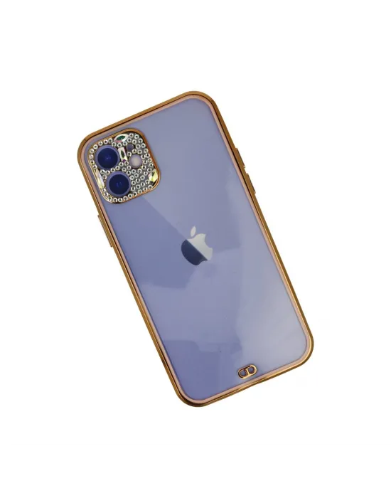 Apple İphone 12 Kılıf Liva Taşlı Silikon - Pembe