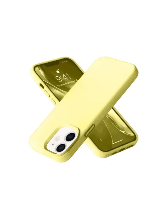 Apple İphone 12 Kılıf Nano İçi Kadife Silikon- Sarı