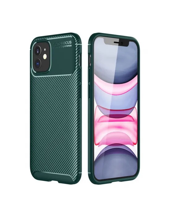 Apple İphone 12 Mini Kılıf Auto Focus Karbon Kapak - Yeşil