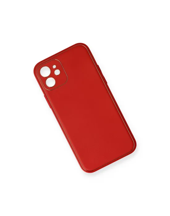 Apple İphone 12 Mini Kılıf Coco Deri Silikon Kapak - Kırmızı