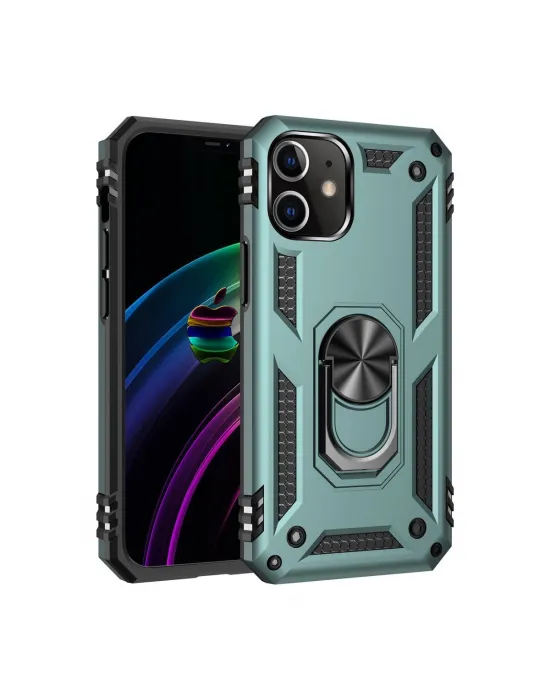 Apple İphone 12 Mini Kılıf Sofya Yüzüklü Silikon Kapak - Yeşil