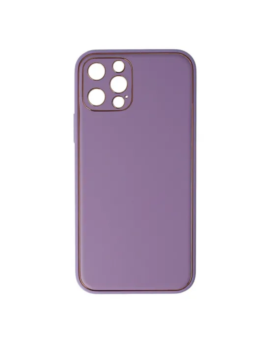 Apple İphone 12 Pro Kılıf Coco Deri Silikon Kapak - Lila