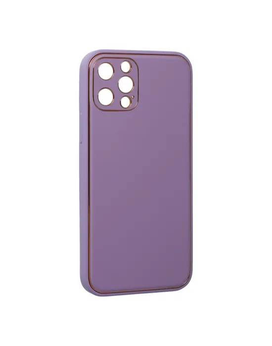 Apple İphone 12 Pro Kılıf Coco Deri Silikon Kapak - Lila