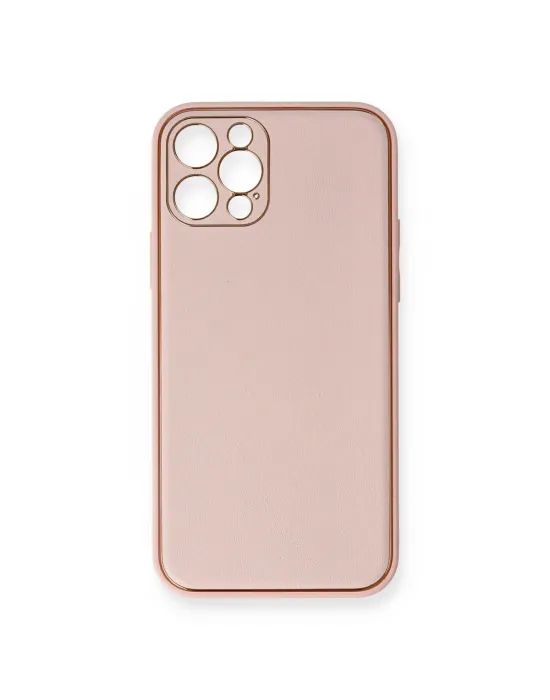Apple İphone 12 Pro Kılıf Coco Deri Silikon Kapak - Pembe