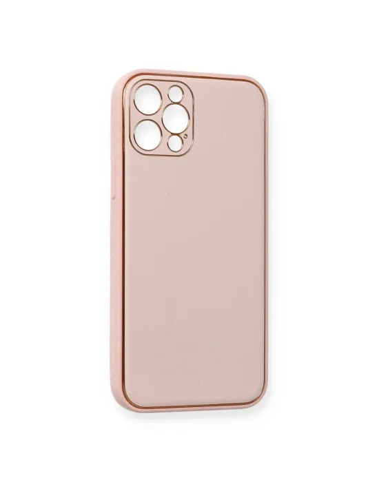 Apple İphone 12 Pro Kılıf Coco Deri Silikon Kapak - Pembe
