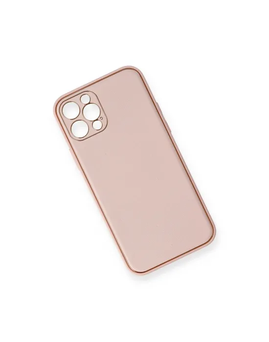 Apple İphone 12 Pro Kılıf Coco Deri Silikon Kapak - Pembe