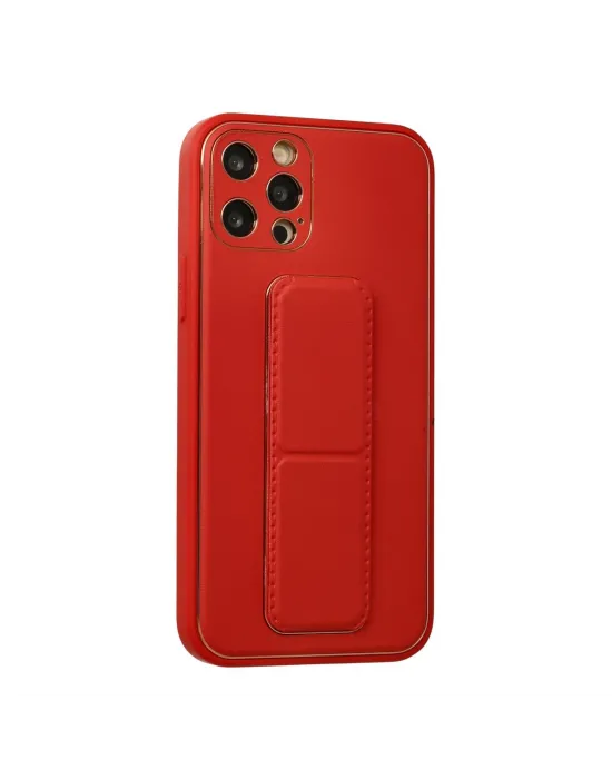 Apple İphone 12 Pro Kılıf Coco Deri Standlı Kapak - Kırmızı