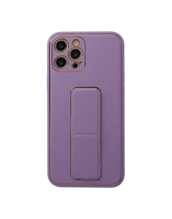 Apple İphone 12 Pro Kılıf Coco Deri Standlı Kapak - Lila