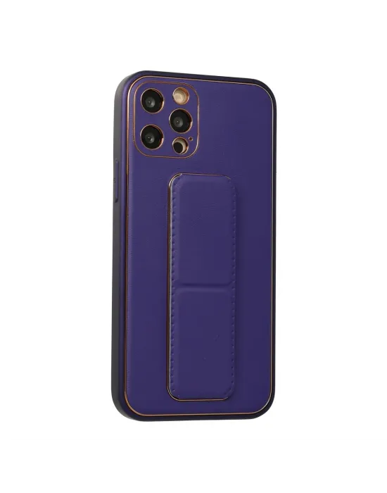 Apple İphone 12 Pro Kılıf Coco Deri Standlı Kapak - Mor