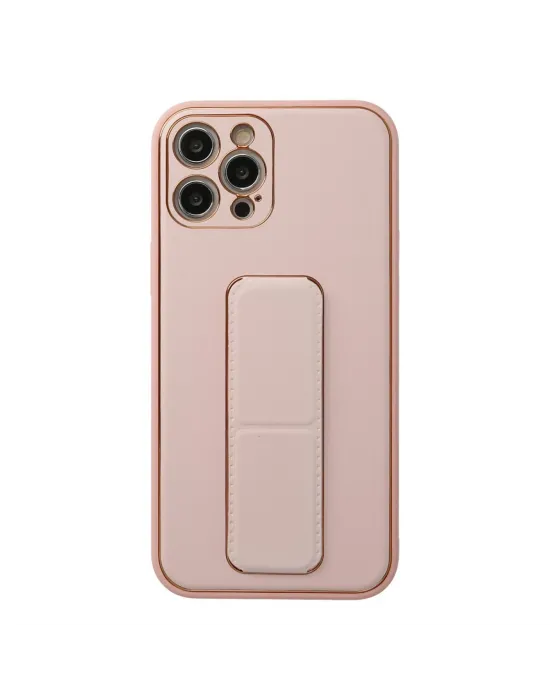 Apple İphone 12 Pro Kılıf Coco Deri Standlı Kapak - Pembe