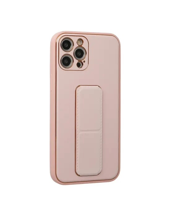 Apple İphone 12 Pro Kılıf Coco Deri Standlı Kapak - Pembe